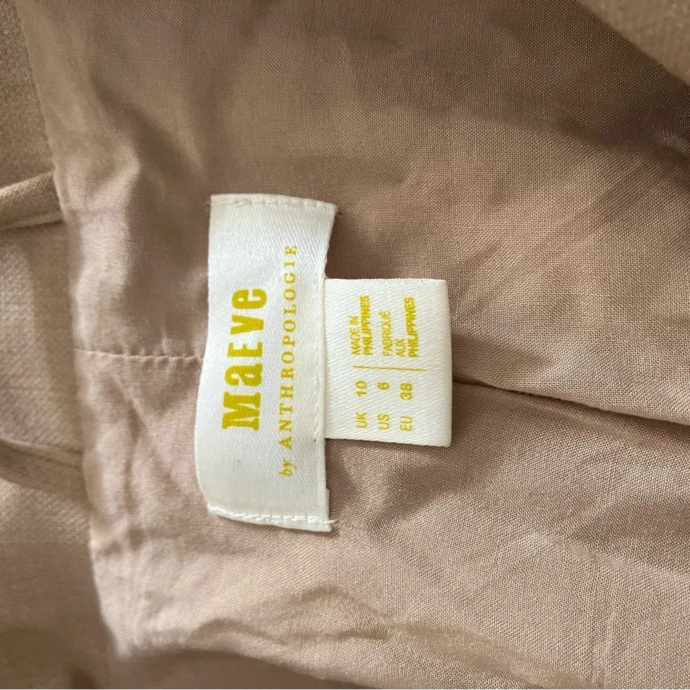 Anthropologie MAEVE Double Breasted Blazer In Beige Size 6 - Picture 10 of 10
